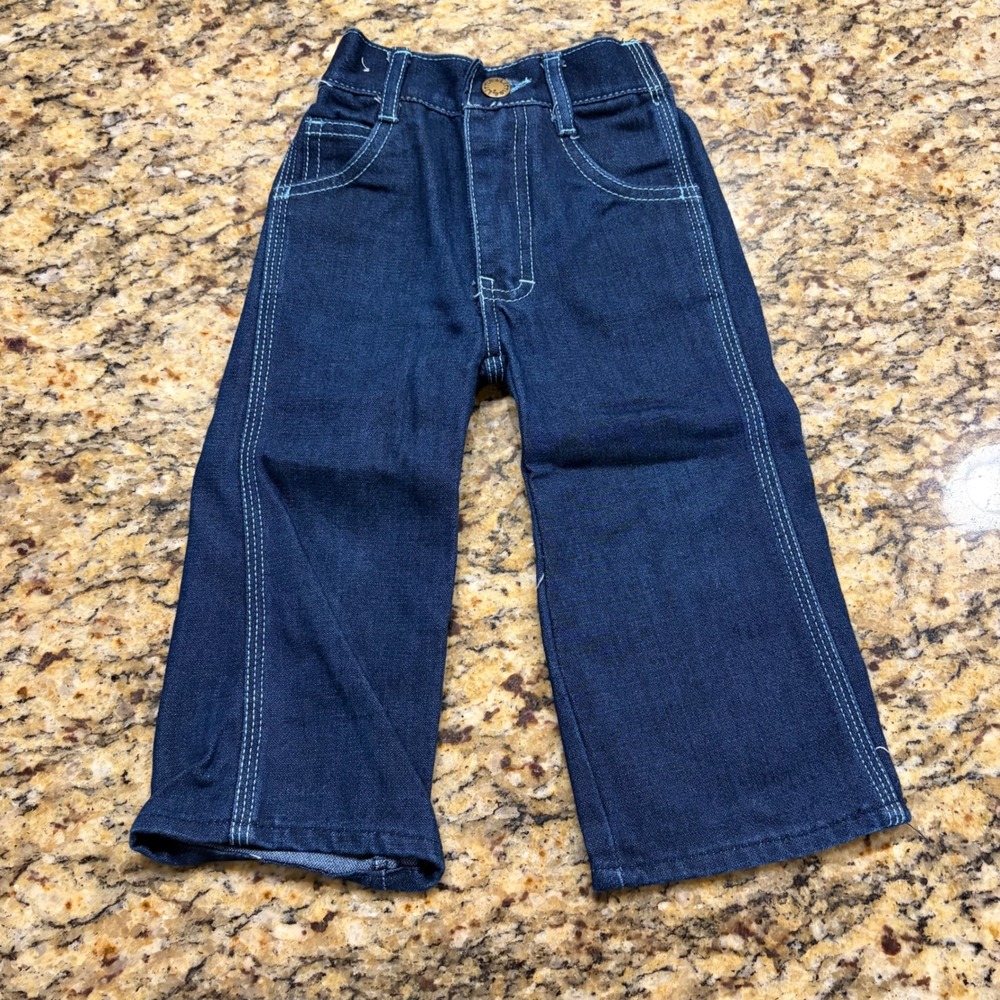 Little by Little Vintage Toddler Girls Dark Wash Embroidered Bear Jeans 24M